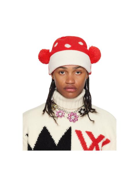 Walter Van Beirendonck Red & Off-White Walter Beanie