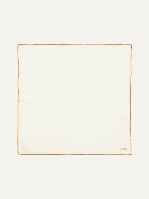 Drake's Ivory and Gold Shoestring Border Silk Pocket Square
