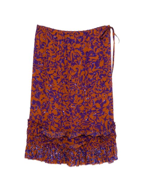 Dries Van Noten Dries Van Noten Sequin-embellished Ruffled-trim Midi Skirt