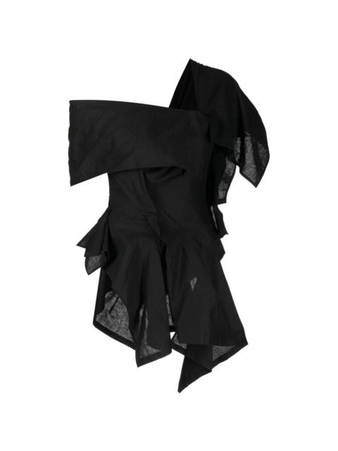 Yohji Yamamoto asymmetric draped sleeveless blouse