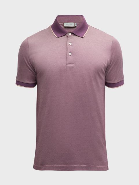 Canali Men's Cotton Polo Shirt with Tipping
