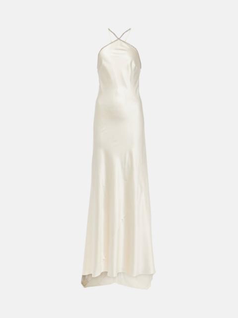 Bridal embellished silk satin gown