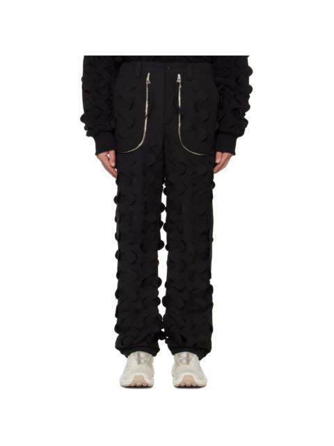 JUNTAE KIM Black Laser-Slashed Padded Trousers