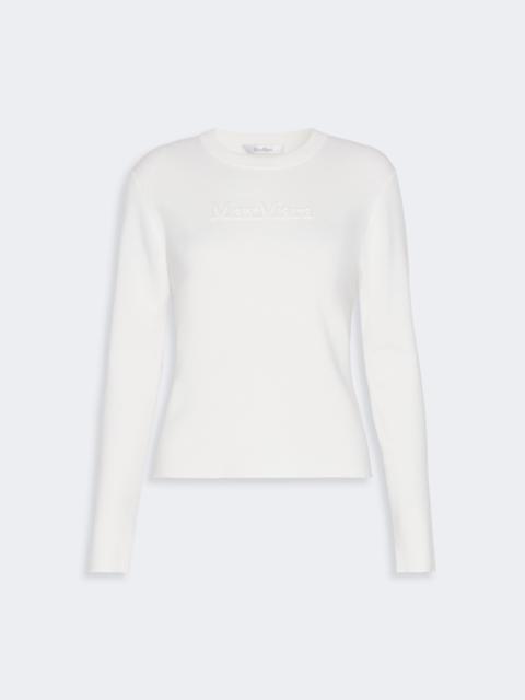 Max Mara MANTO Wool yarn sweater with embossed logo detail - WHITE