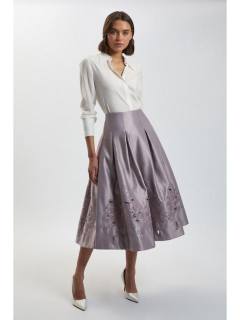 KAREN MILLEN Tailored Satin Cutwork Full Skirt