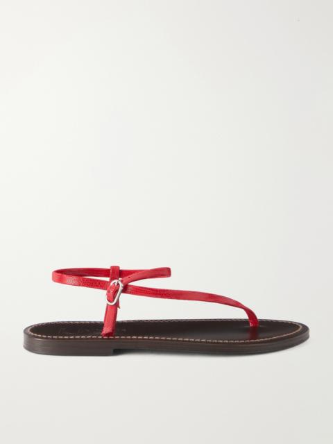 K.JACQUES Vassili Snake-effect Leather Flat Sandals