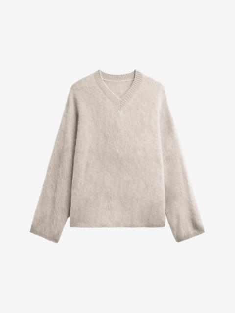 The Frankie Shop Vilhena Wool Fuzzy V-Neck Sweater - Beige