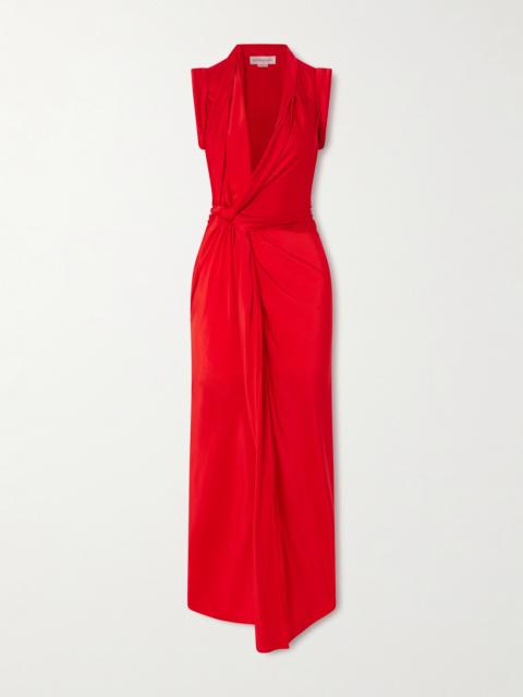 Victoria Beckham Asymmetric Twisted Satin Maxi Dress