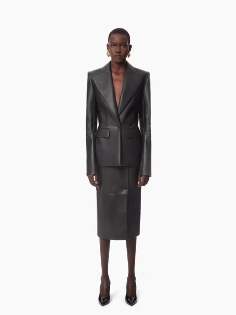NINA RICCI LEATHER SINGLE BUTTON BLAZER
