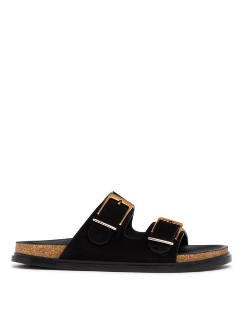 The Row Black Buckle Slide Sandals