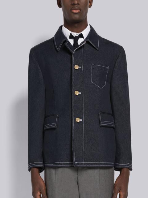Thom Browne Selvedge Denim Track Stitch Button Front Jacket
