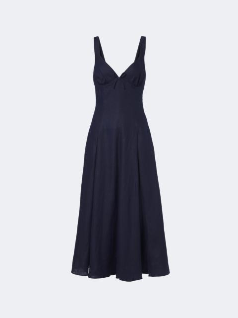 FAITHFULL Adalee pleated shirred linen midi dress