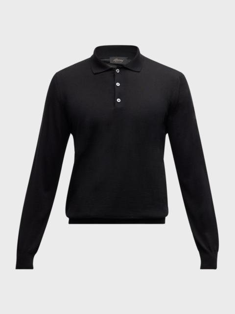 Men's Cashmere and Silk Long-Sleeve Polo Shirt