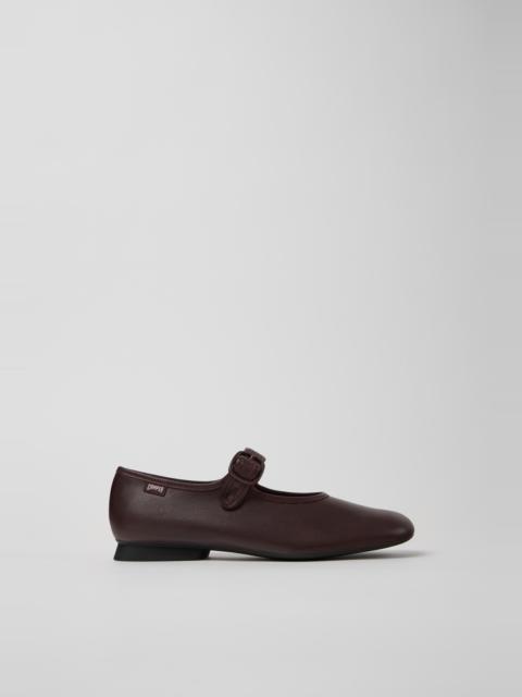 CAMPER Casi Myra Burgundy Leather Shoes for Women.
