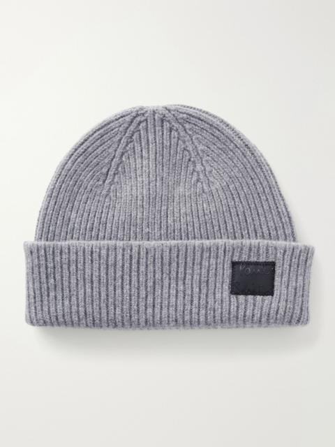 Paul Smith Logo-Appliquéd Ribbed Cashmere and Merino Wool-Blend Beanie Gray