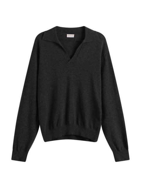 Moncler Moncler Cashmere Wool Open Collar Polo