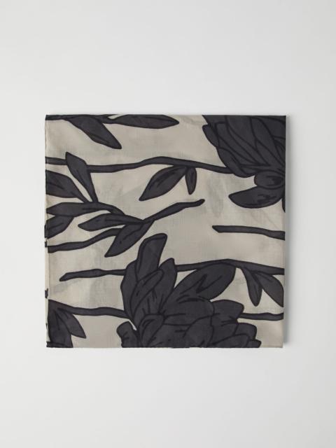 Silk flower print pongée foulard