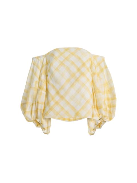 ROSIE ASSOULIN Balloon-Sleeve Gingham Top yellow
