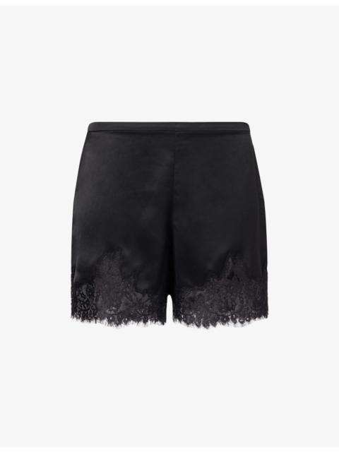 Reformation Fern Lace-Trim Satin Shorts