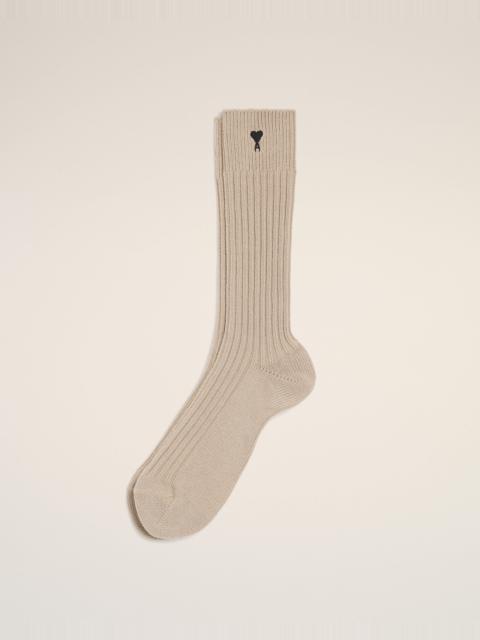 AMI Paris BEIGE COTTON AMI DE COEUR SOCKS