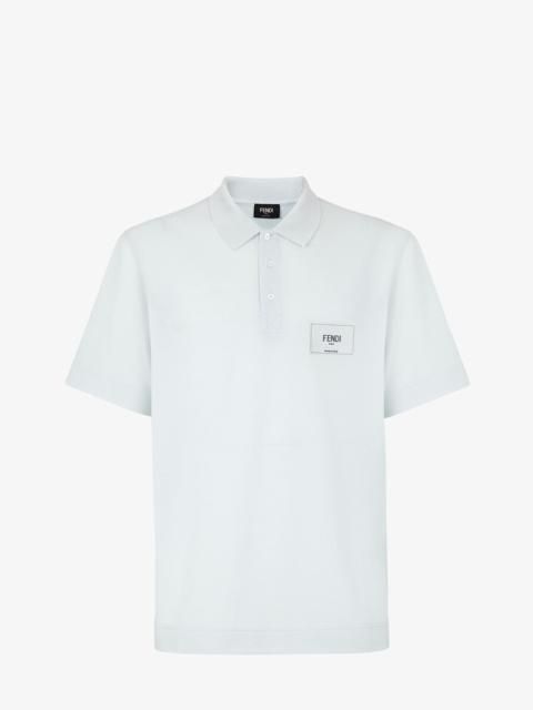 FENDI Light blue cotton polo shirt