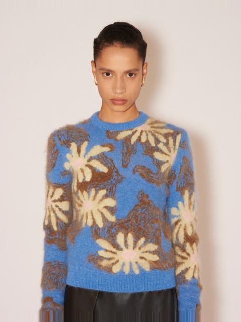 Nanushka ELOISE - Brushed alpaca floral crew neck sweater - Blue