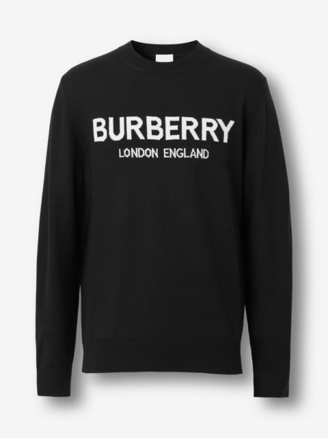 Burberry Logo Intarsia Wool Blend Sweater
