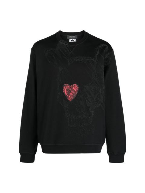 skull-print cotton sweatshirt