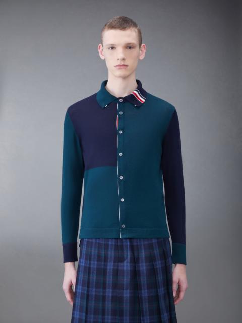 Thom Browne Fun-Mix Merino Jersey Stripe Point Collar Shirt
