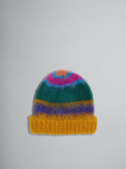 Marni STRIPED MOHAIR AND WOOL BEANIE