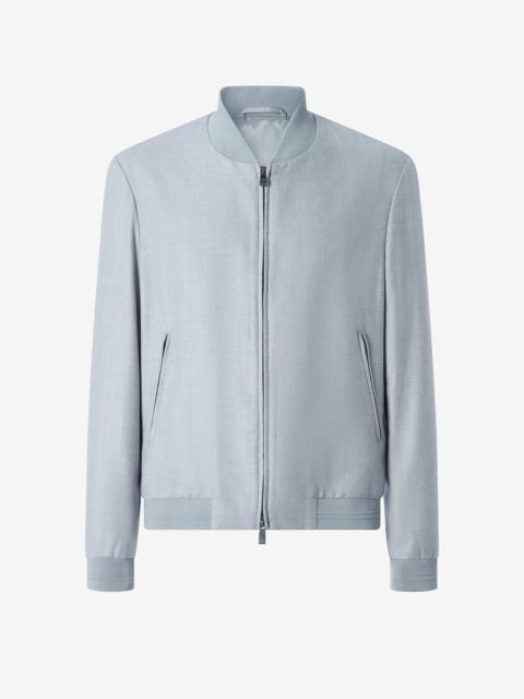 CORNELIANI Grey patterned wool twill bomber jacket