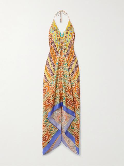 Etro Asymmetric Floral-print Silk-twill Halterneck Dress