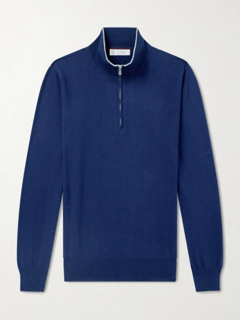 Brunello Cucinelli Cotton and Cashmere-Blend Half-Zip Sweater