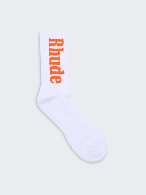 Rhude Logo Sock White And Orange