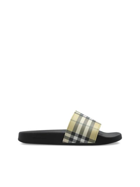 Burberry checked slides