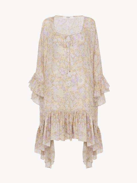 Chloé KNEE-LENGTH RUFFLED KAFTAN IN SILK CHARMEUSE