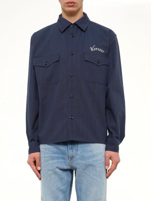 KENZO Kenzo Varsity Overshirt in Navy Blue