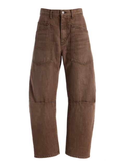 NILI LOTAN Shon Rigid Mid-Rise Barrel-Leg Jeans brown