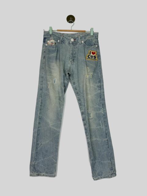 기타 브랜드 Hysteric Glamour × Japanese Brand - Distressed Striped Patches i ❤️ Copper Smith Denim Jeans