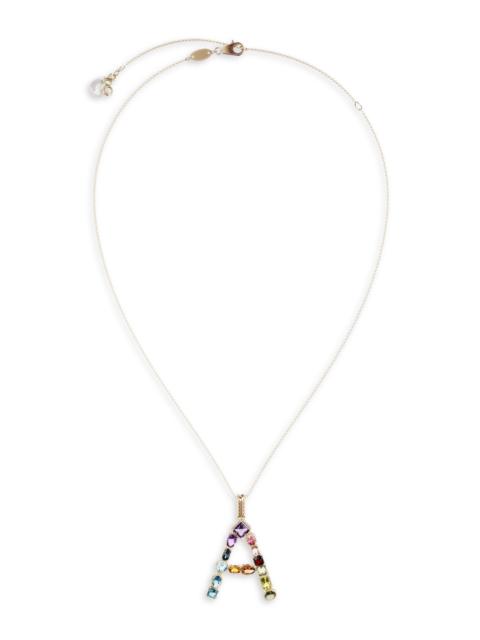 Dolce & Gabbana Women's Rainbow Alphabet 18K Gold & Gemstone Initial Pendant Necklace - A
