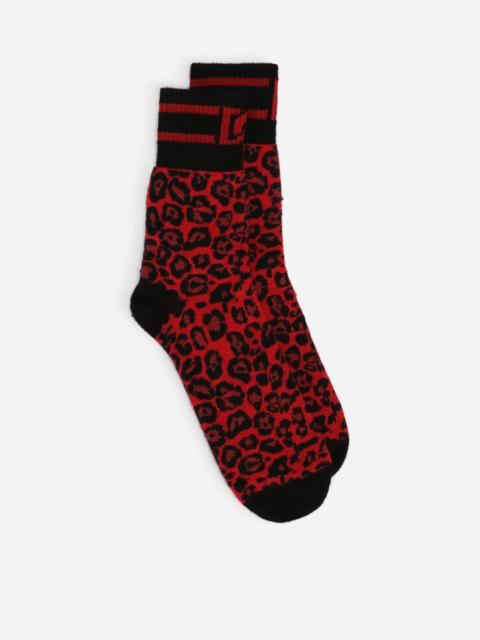 Dolce & Gabbana Stretch cotton leopard jacquard socks