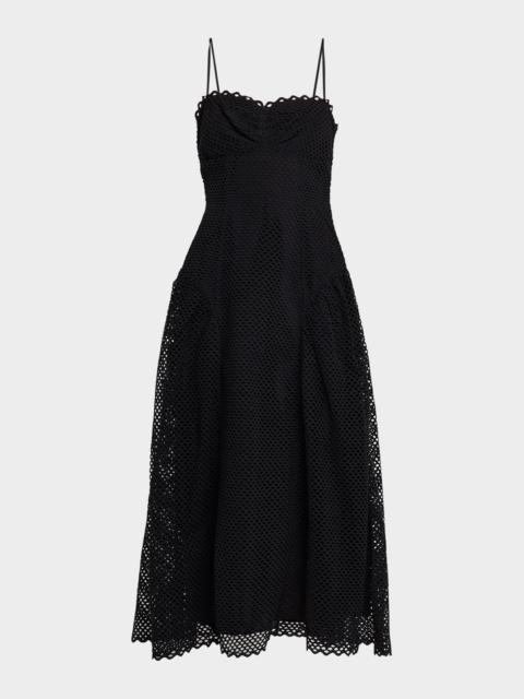 ULLA JOHNSON Isotta Eyelet Cotton Midi Dress