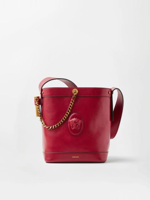 VERSACE Pivot Small Leather Bucket Bag