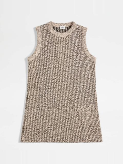Tod's TOP IN MOULINÉ KNIT - BEIGE, BLACK