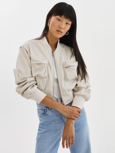 LAMARQUE XAIA | Faux Leather Convertible Bomber Jacket