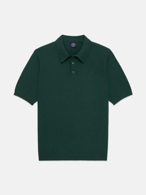 J. PRESS GREEN HIGH-TWIST COTTON POLO - TRIM FIT