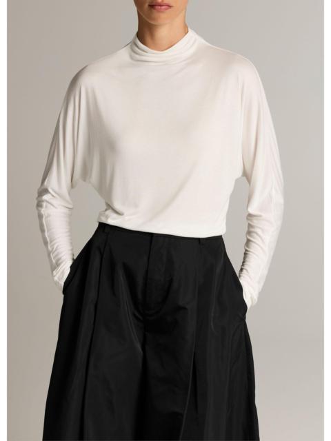 Vince Draped Funnel-Neck Dolman-Sleeve Top
