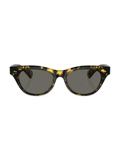 Oliver Peoples Women's Avelin 52MM Cat-Eye Sunglasses - Yellow Havana Dark Grey