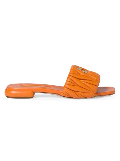 Miu Miu Women's Matelasse Nappa Leather Slides - Orange