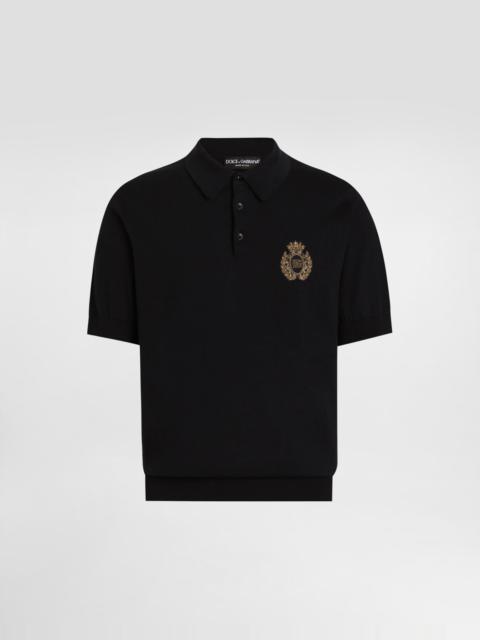 Dolce & Gabbana Cotton polo-shirt with heraldic patch